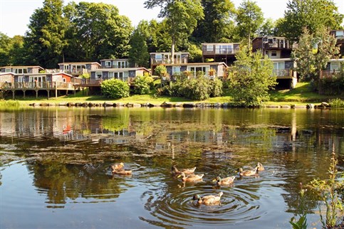 Chalets overlooking Glan Gwna lake